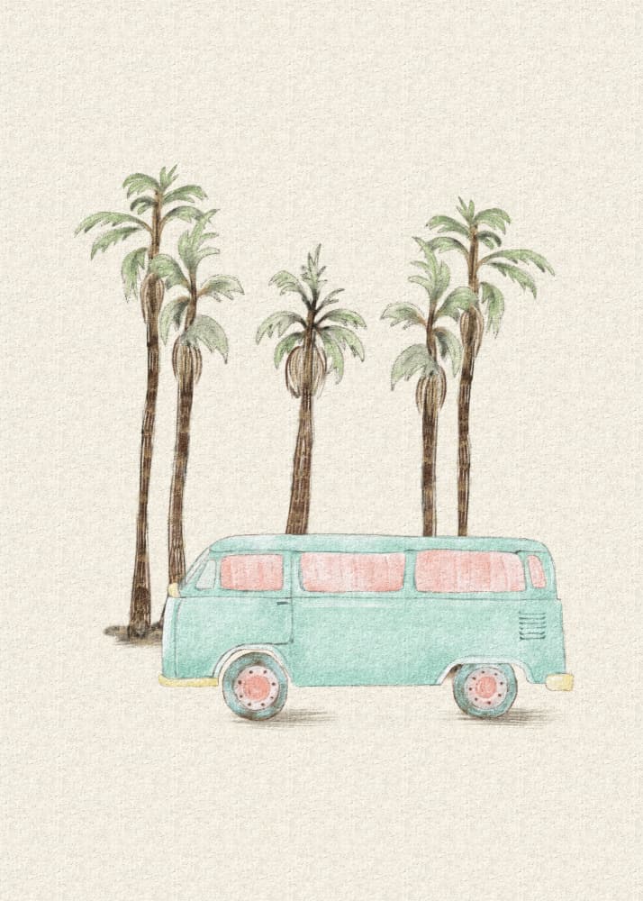 Vintage Tropical Van by Olena Kovalova — canvas wall art