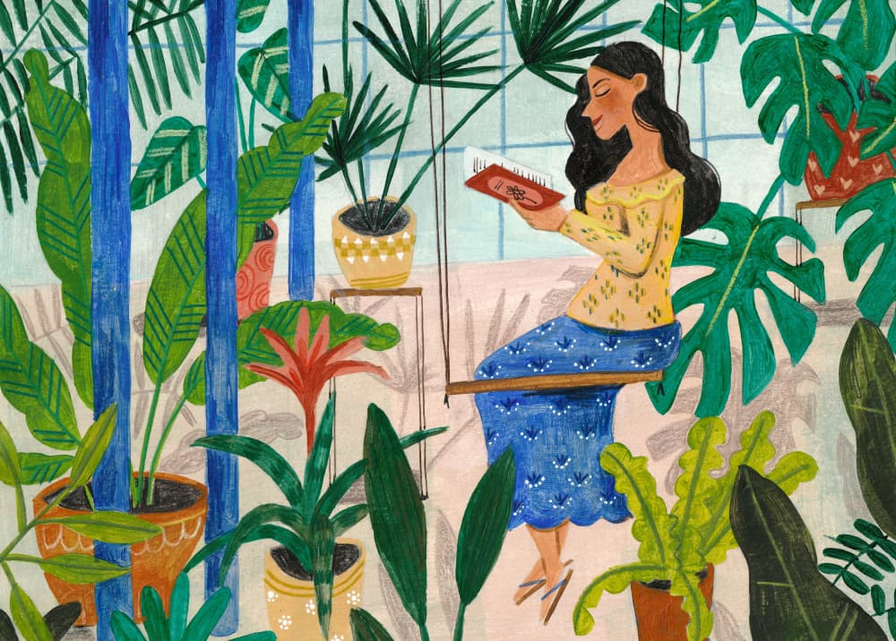 Reading in the Tropical Greenhouse by Caroline Bonne Müller — canvas wall art