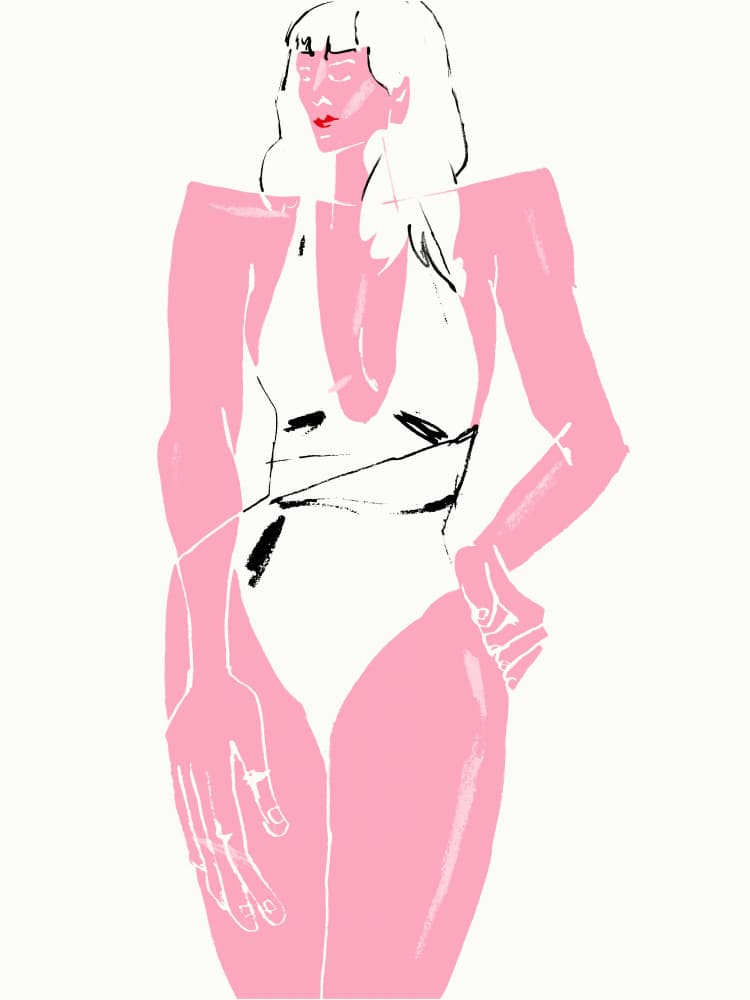 Pink Fashion Illustration by Francesco Gulina — canvas wall art