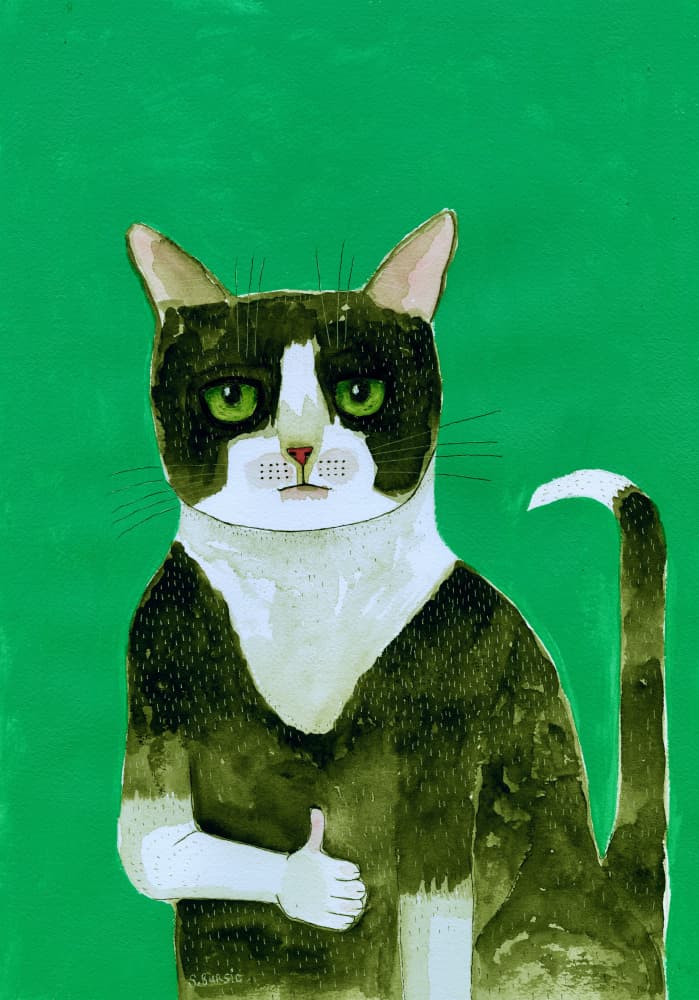Cool Cat Thumbs Up by Sharyn Bursic — canvas wall art