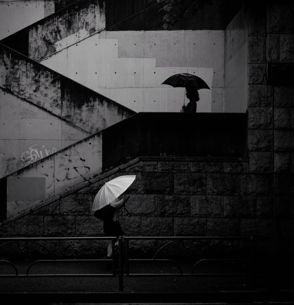 Umbrellas in Urban Rain by Yasuhiro Takachi — canvas wall art