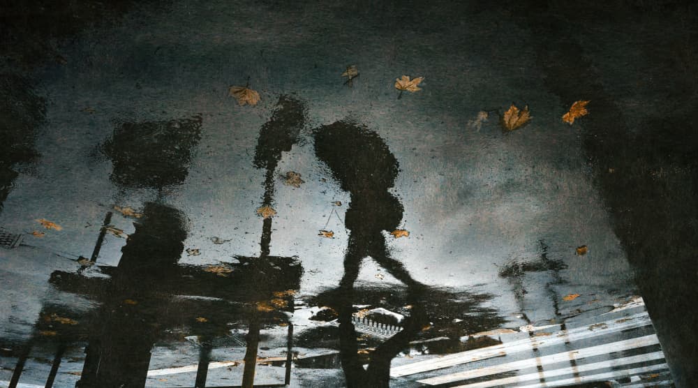 Rainy City Reflection by Antonio Grambone — canvas wall art