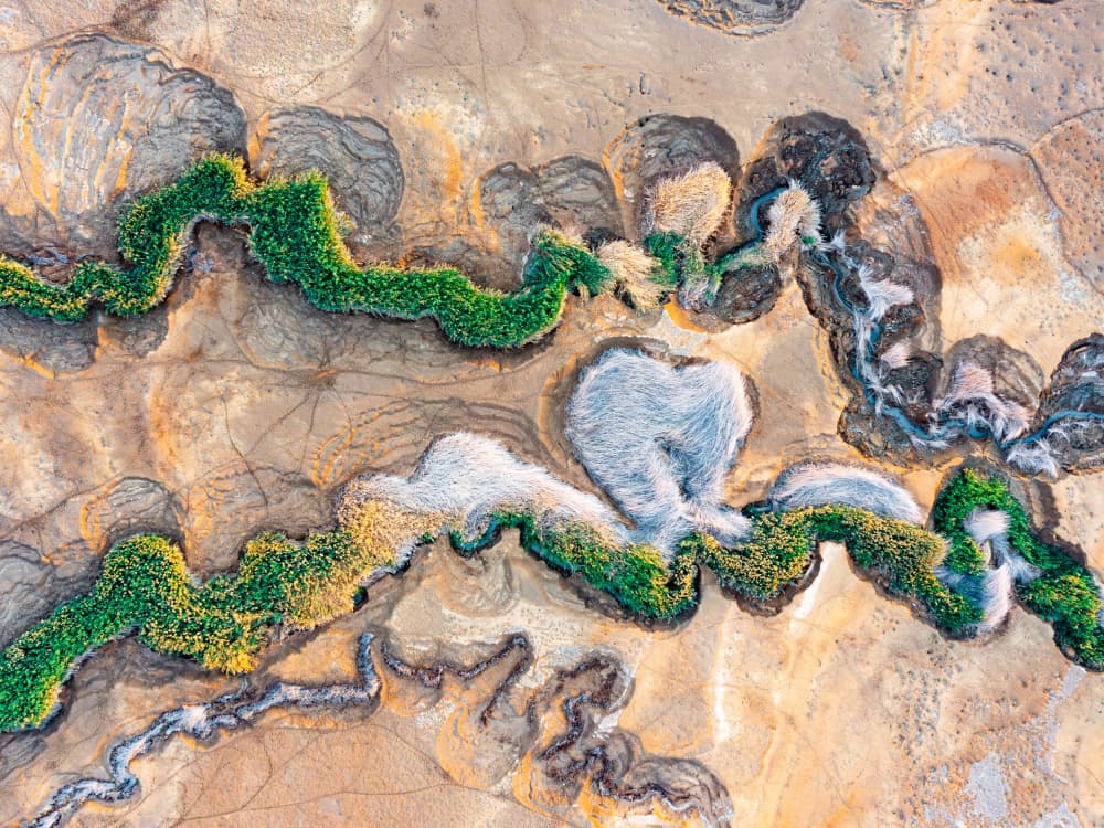 Winding Riverbed Patterns by Gilad Topaz — canvas wall art