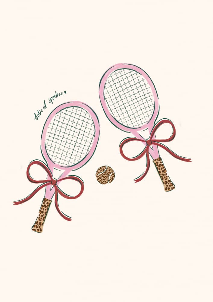 Pink Leopard Tennis Rackets by Aislinn Simmonds — canvas wall art