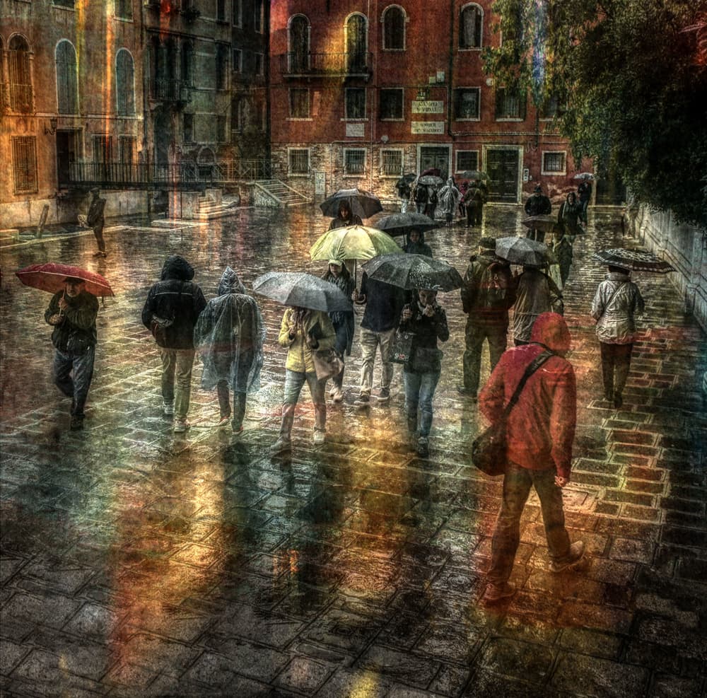 Rainy City Reflections by Anette Ohlendorf — canvas wall art