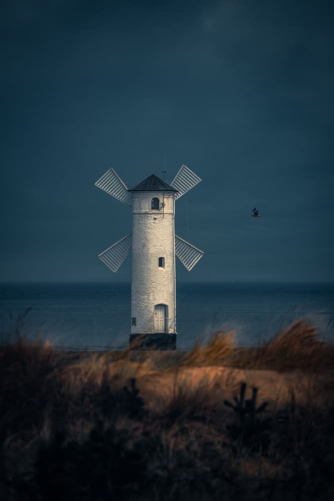 White Windmill Seascape by Ida Tittelova AFIAP — canvas wall art