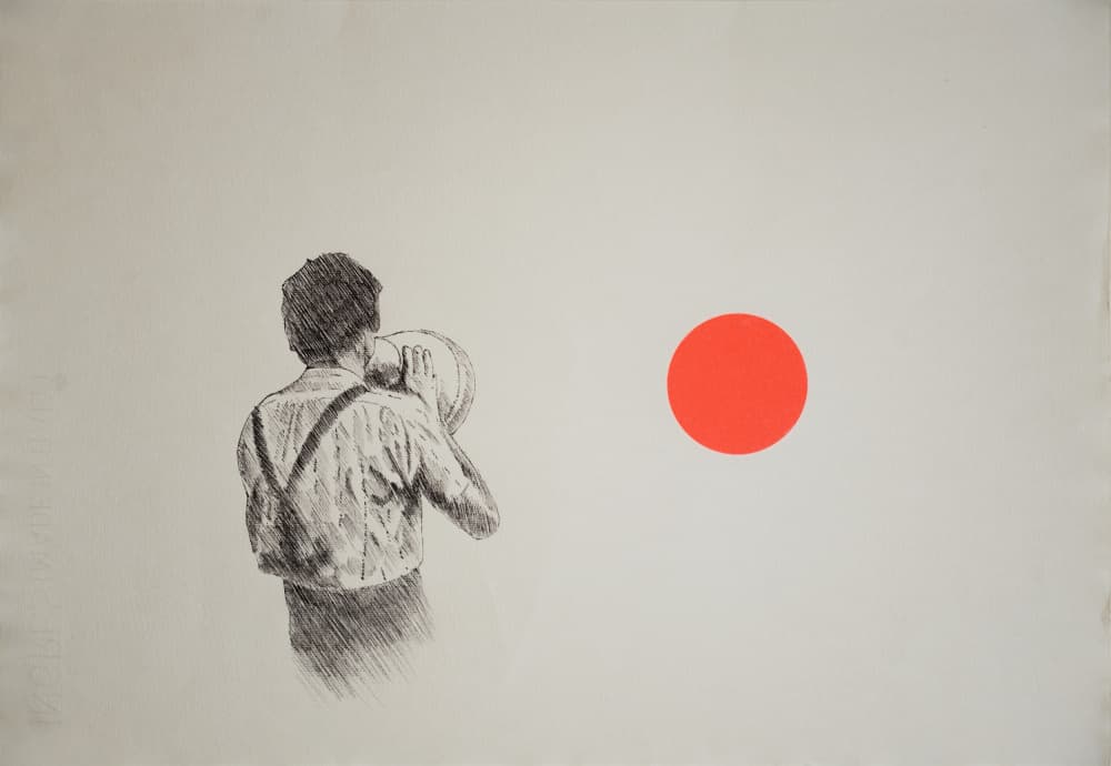 Boy and Red Circle by David Diehl — canvas wall art