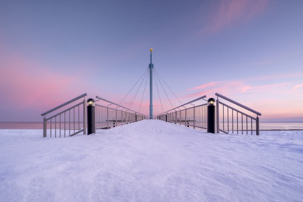 Twilight Winter Pier by fotomarion — canvas wall art