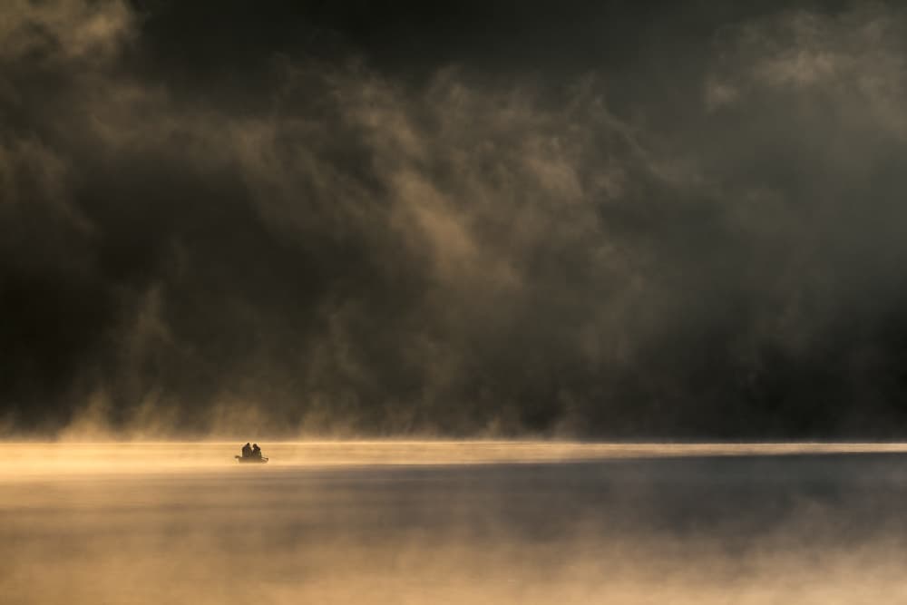 Golden Morning Lake Mist by Izabela Laszewska-Mitrega / Darek Mitręga — canvas wall art