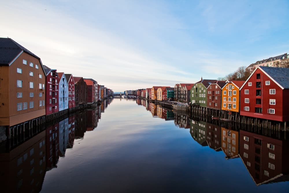 Colorful Trondheim Riverfront