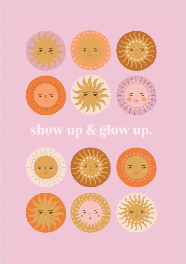 Show Up Glow Up Suns by Aislinn Simmonds — canvas wall art