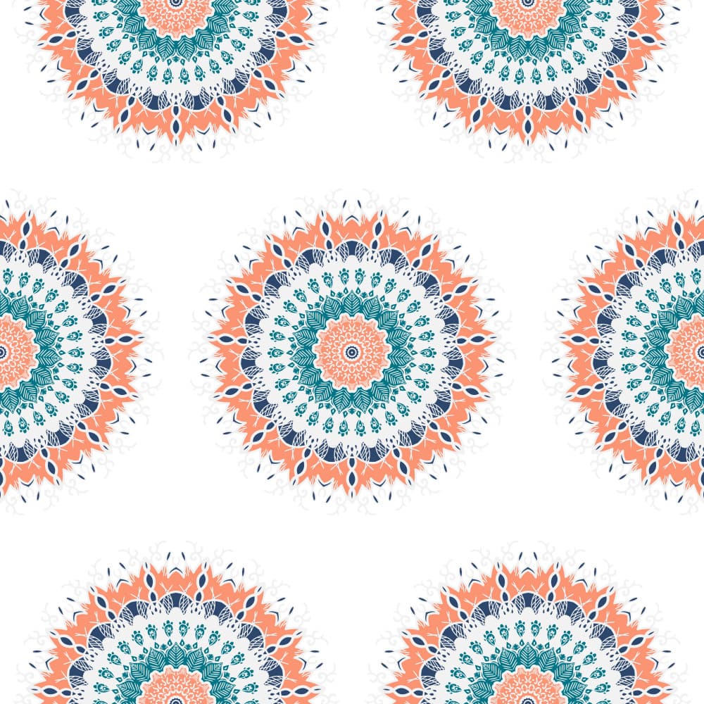 Bohemian Teal Coral Mandalas by Marika Barsrsind — canvas wall art