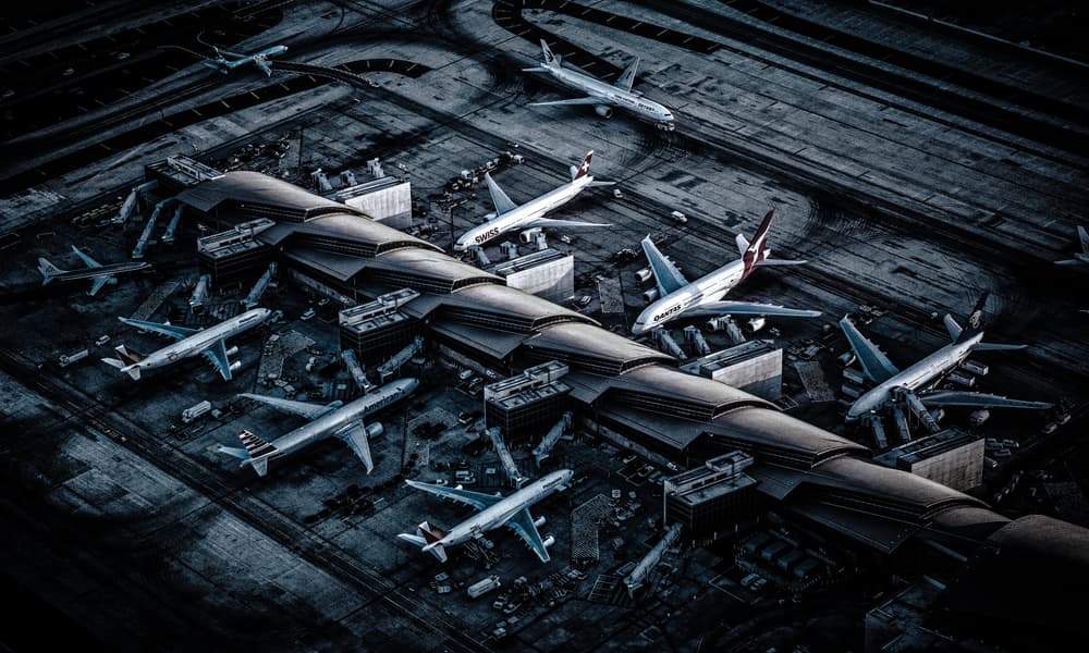 Dark Airport Aerial by Andreas Agazzi — canvas wall art