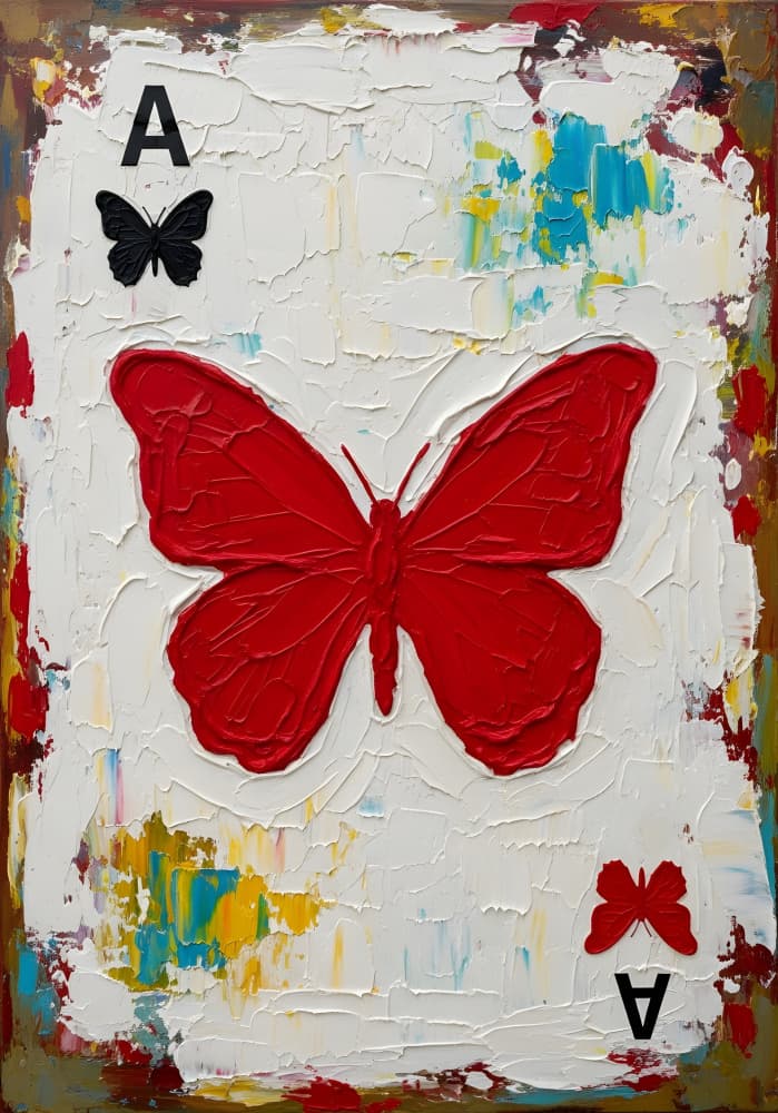 Red Butterfly Ace Card by HUGO — canvas wall art