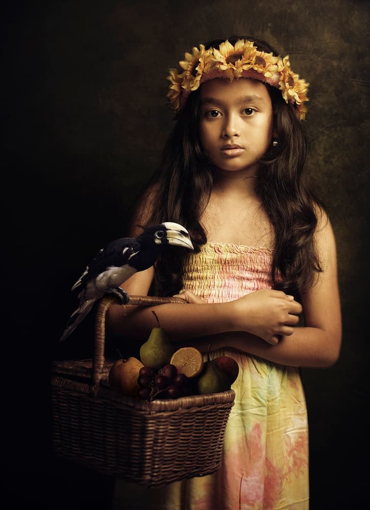 Sunflower Girl Hornbill by Hari Sulistiawan — canvas wall art