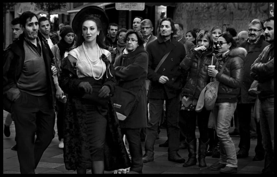 Elegant Woman City Street by Alejandro Marcos — canvas wall art