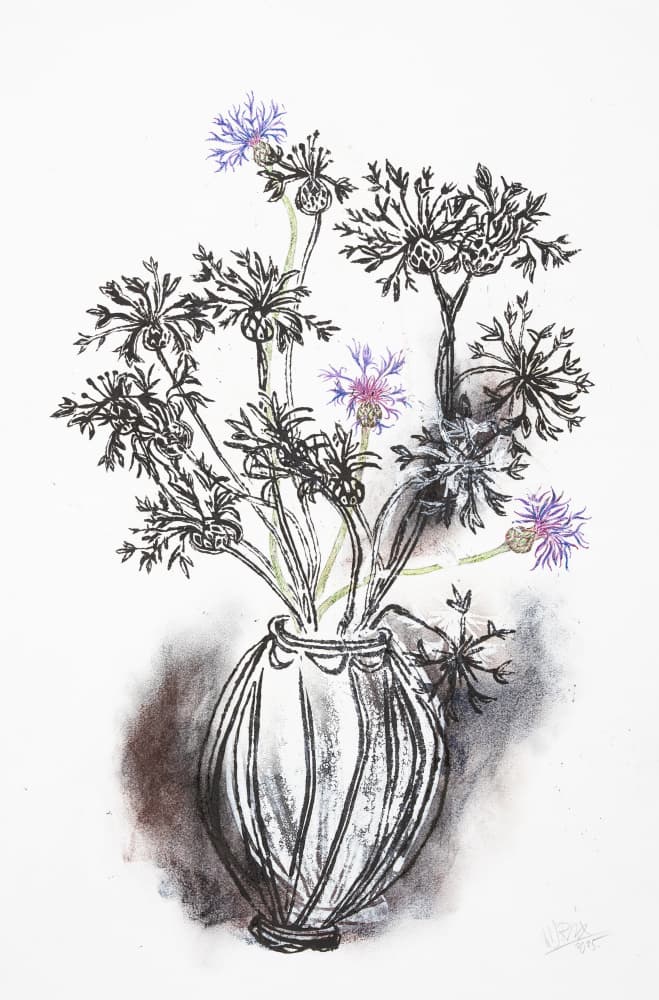 Wildflower Vase Sketch by Mette Rix — canvas wall art
