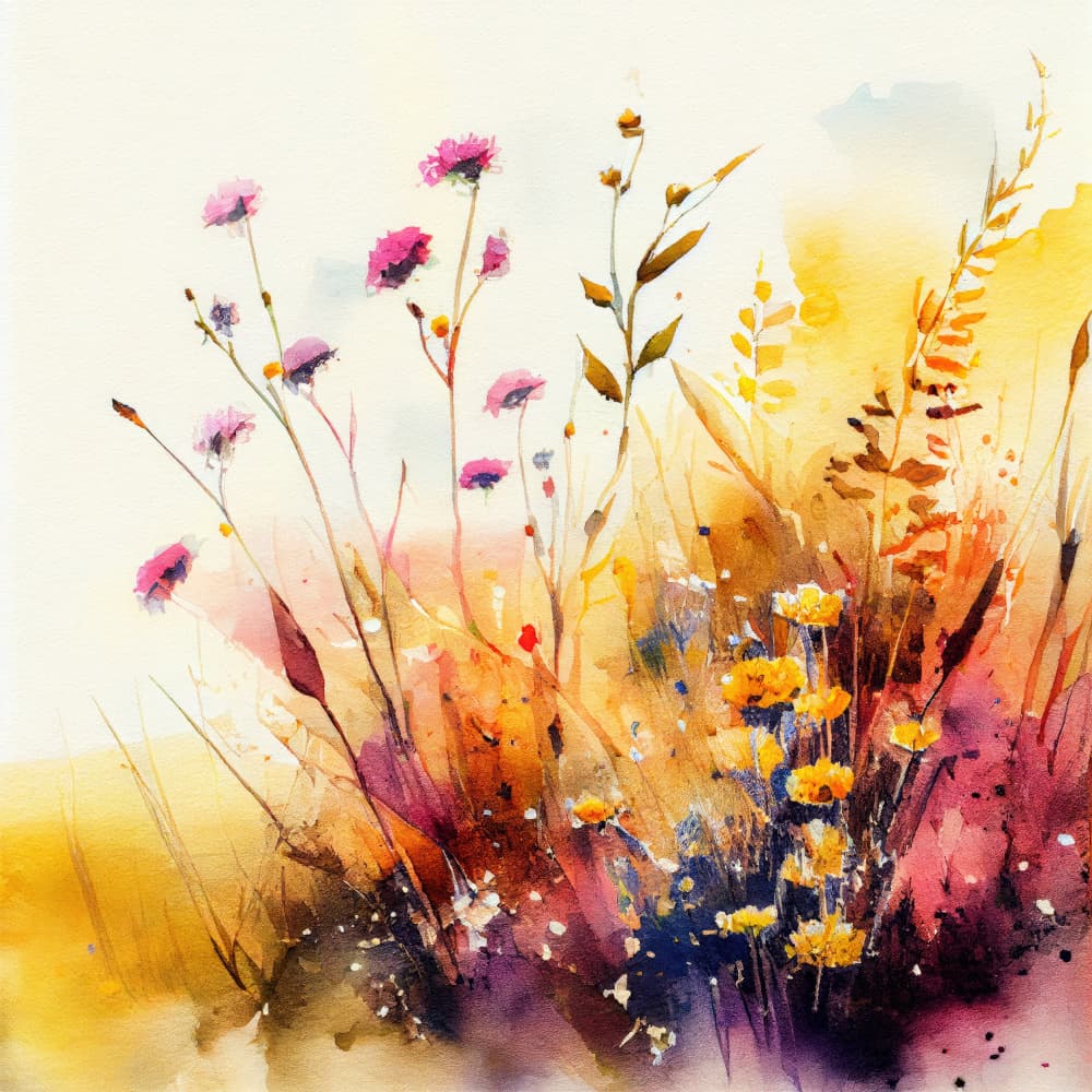Watercolor Wildflower Meadow by Justyna Jaszke — canvas wall art