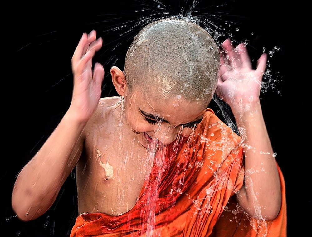 Joyful Monk Splash by Sayyed Nayyer Reza — canvas wall art
