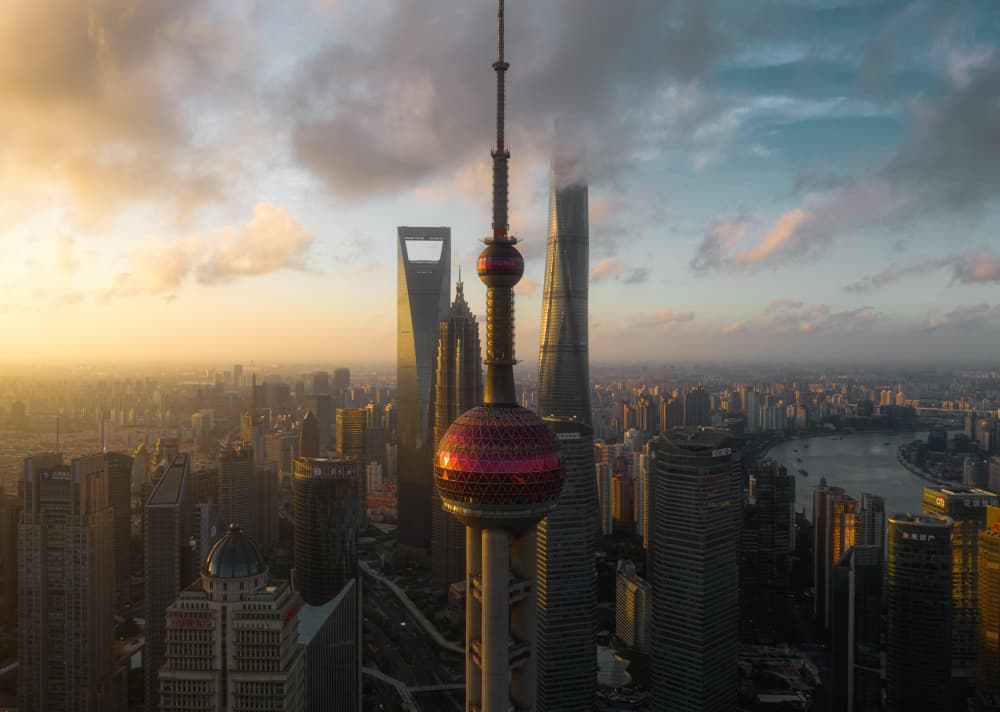 Shanghai Sunset Skyline by Steve Zhang — canvas wall art