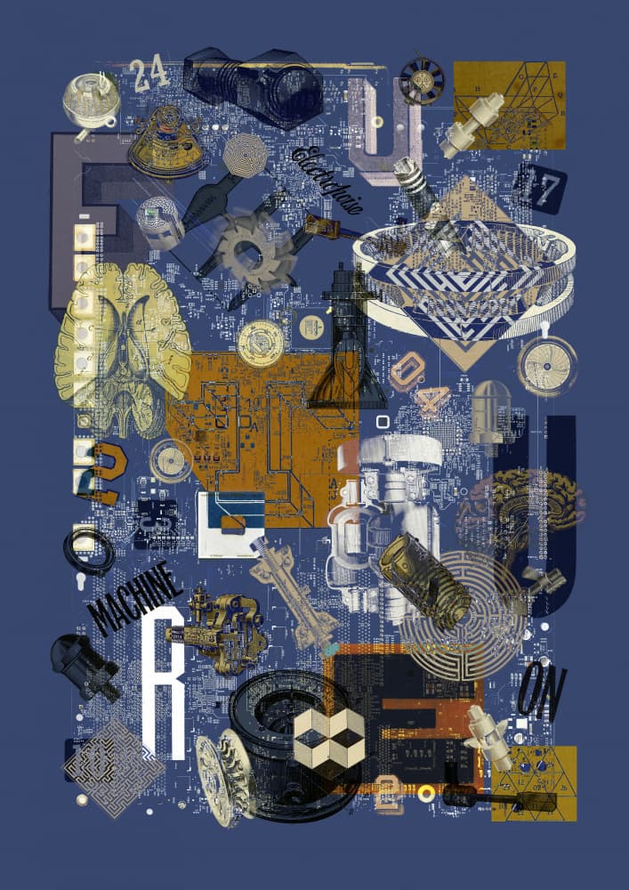 Future Machine Blueprint by Pawel Pacholec — canvas wall art