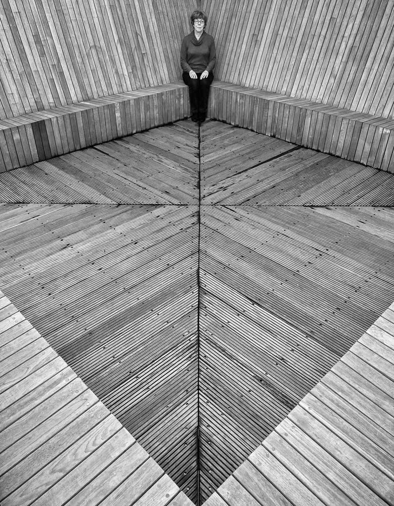 Woman in Wooden Geometry by Lus Joosten — canvas wall art