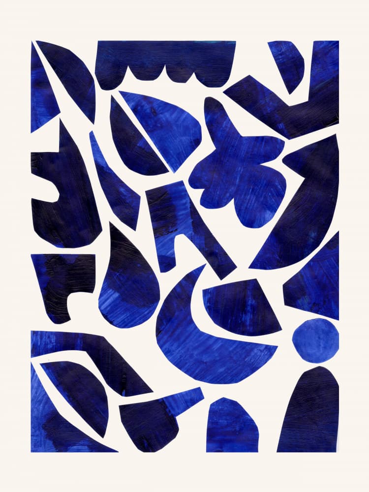 Indigo Abstract Shapes by Ejaaz Haniff — canvas wall art