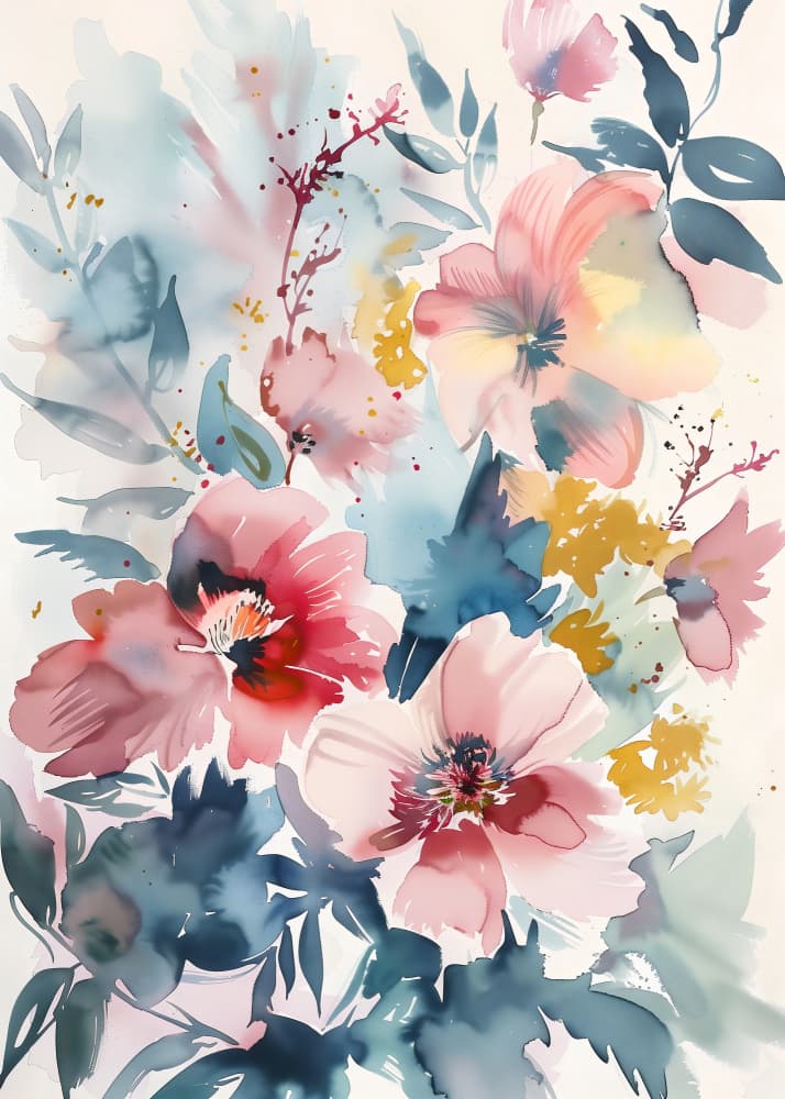 Gentle Watercolor Blooms by Andreas Magnusson — canvas wall art