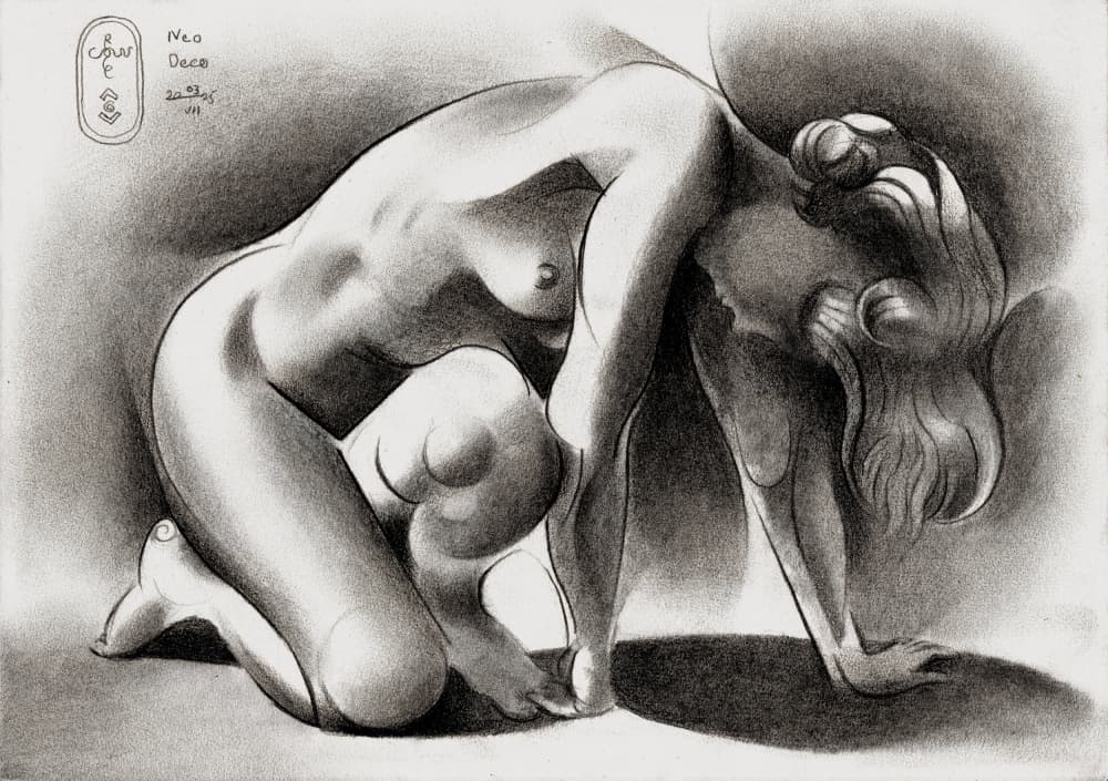 Graceful Kneeling Nude by Corné Akkers — canvas wall art