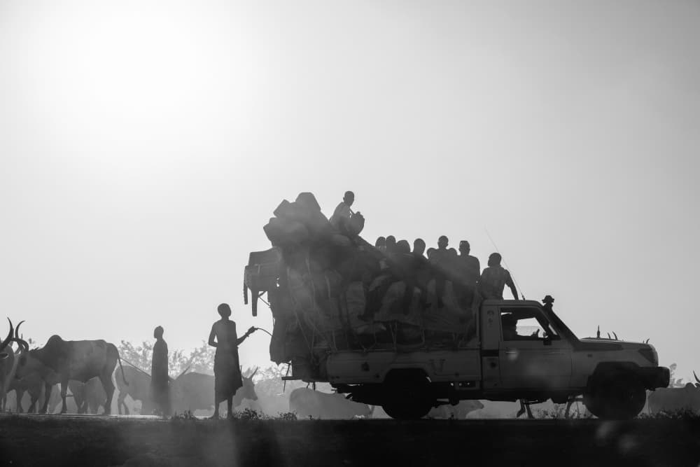 African Travelers Silhouette by Svetlin Yosifov — canvas wall art