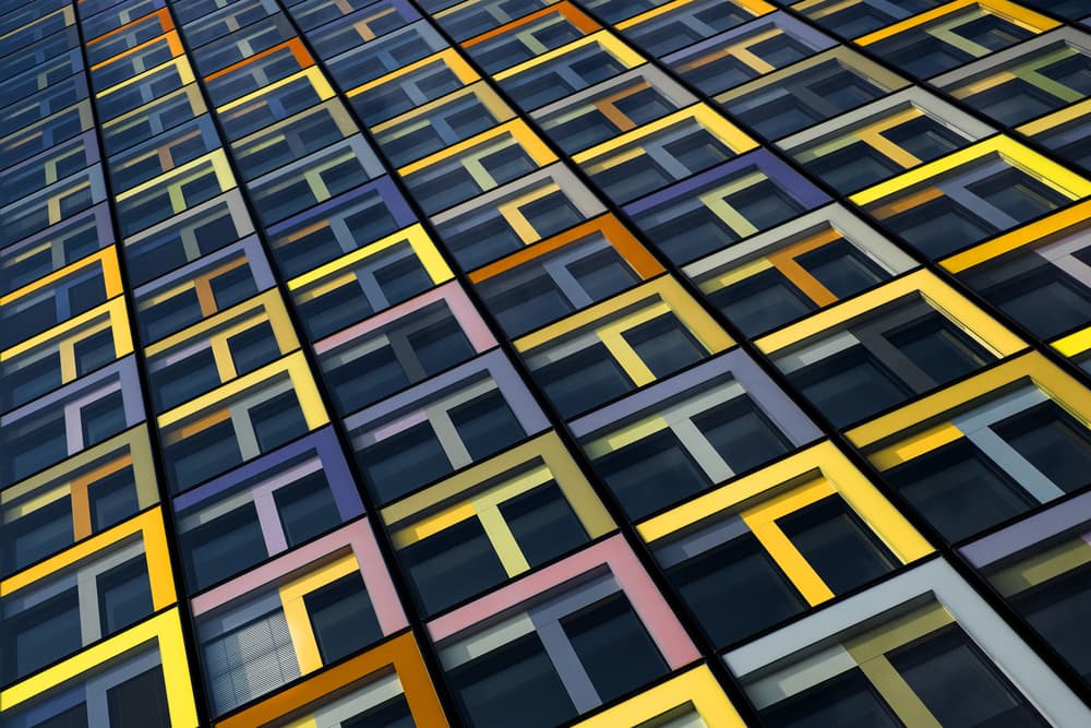 Colorful Geometric Facade by Rolf Endermann — canvas wall art