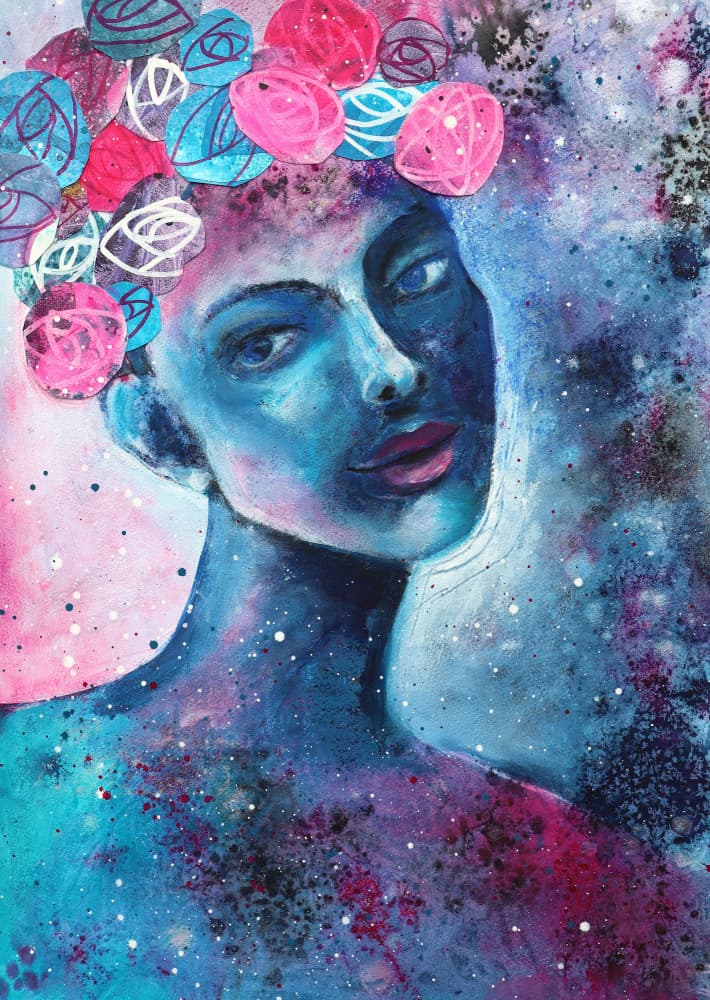 Cosmic Floral Woman by Ania Witwitzka — canvas wall art