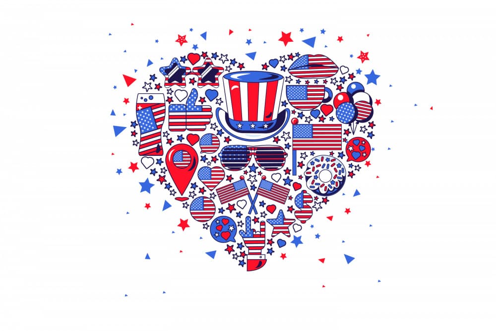 Patriotic Heart Icons by Marika Barsrsind — canvas wall art