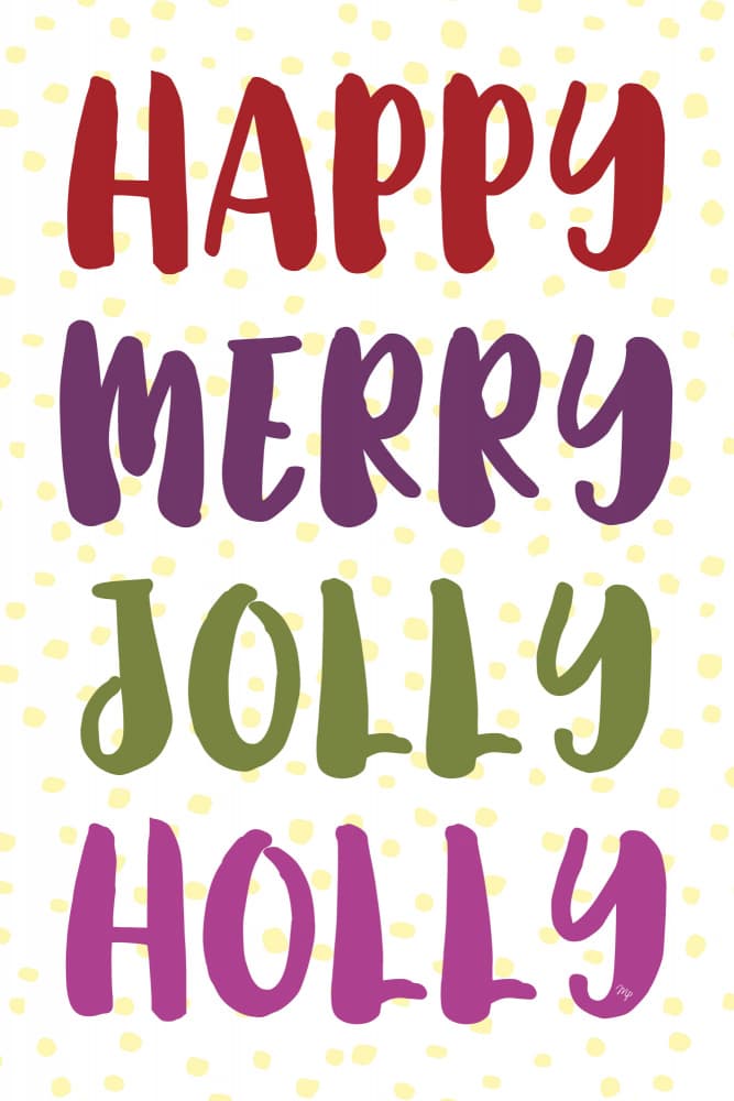 Holly Jolly Christmas Words by Martina — canvas wall art