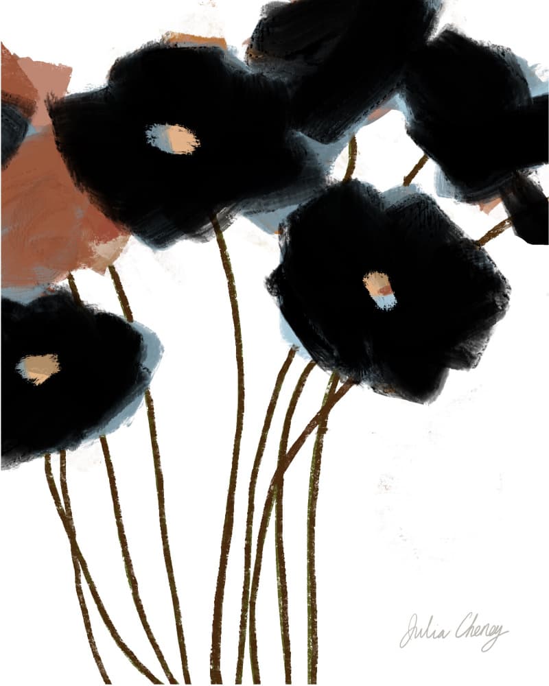 Black and Rust Flower 2 by Julia Cheney — canvas wall art