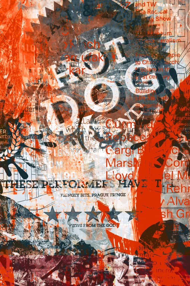 Hot Dog Performance Grunge by Simon Goggin — canvas wall art
