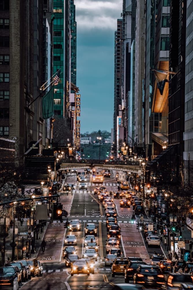 Downtown Traffic Glow by Gengchen Wang — canvas wall art