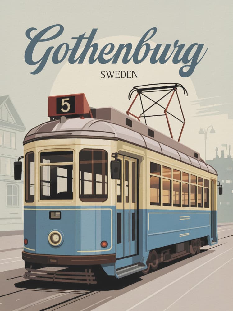 Gothenburg Vintage Tram by Andreas Magnusson — canvas wall art