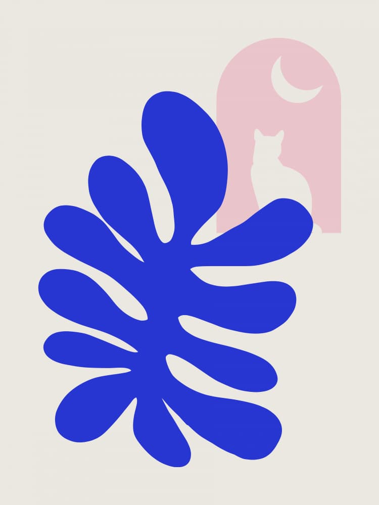 Abstract Leaf Cat Arch by Little Dean — canvas wall art