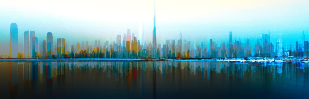Vibrant Cityscape Reflection by Carmine Chiriacò — canvas wall art