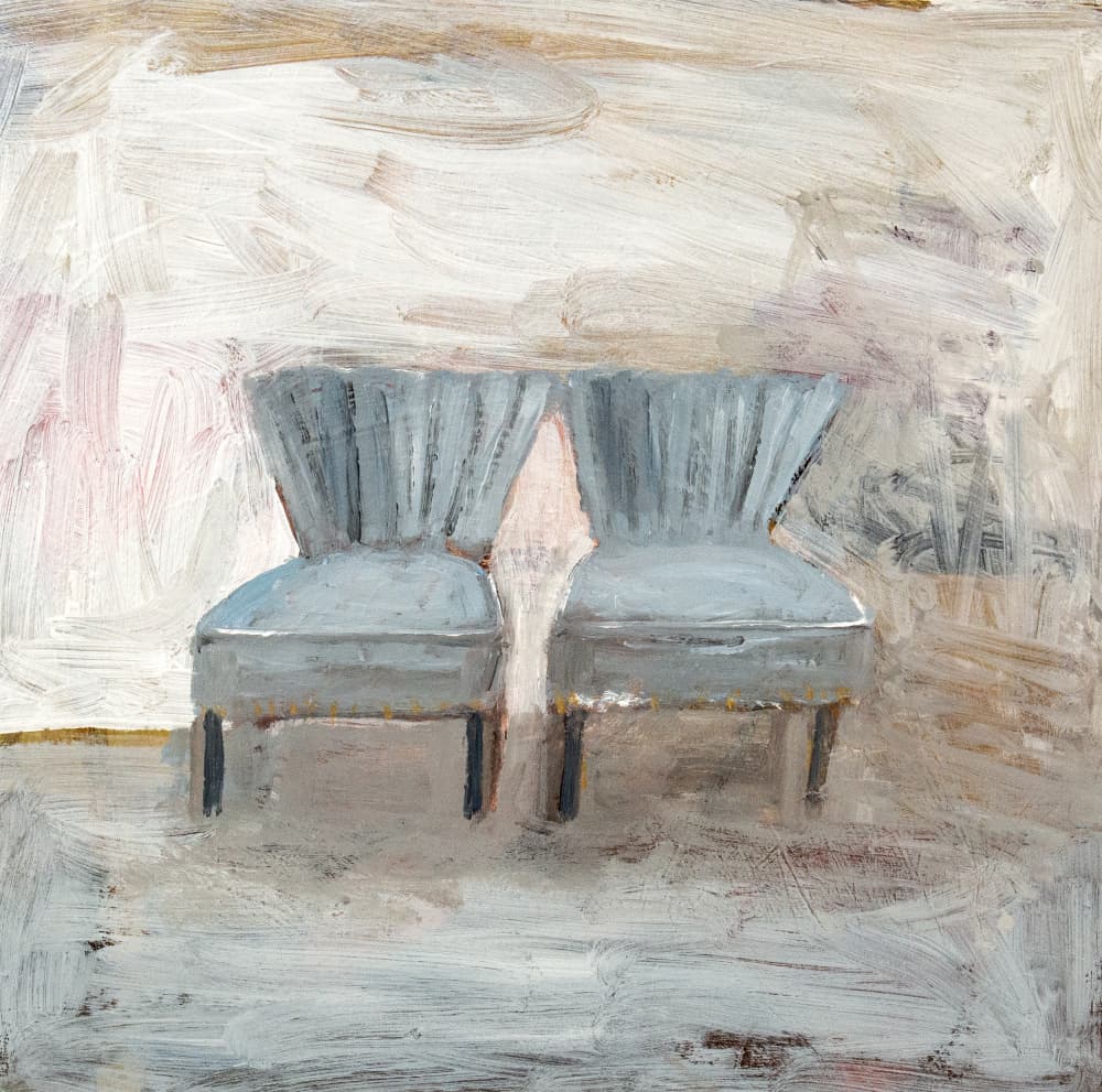 Light Blue Chairs by Claire Lerner — canvas wall art