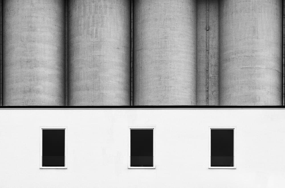 Industrial Silos White Wall by Jef Van den Houte — canvas wall art
