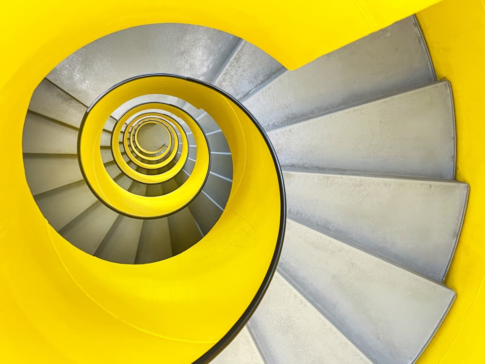 Yellow Spiral Staircase by Fran Ortega — canvas wall art