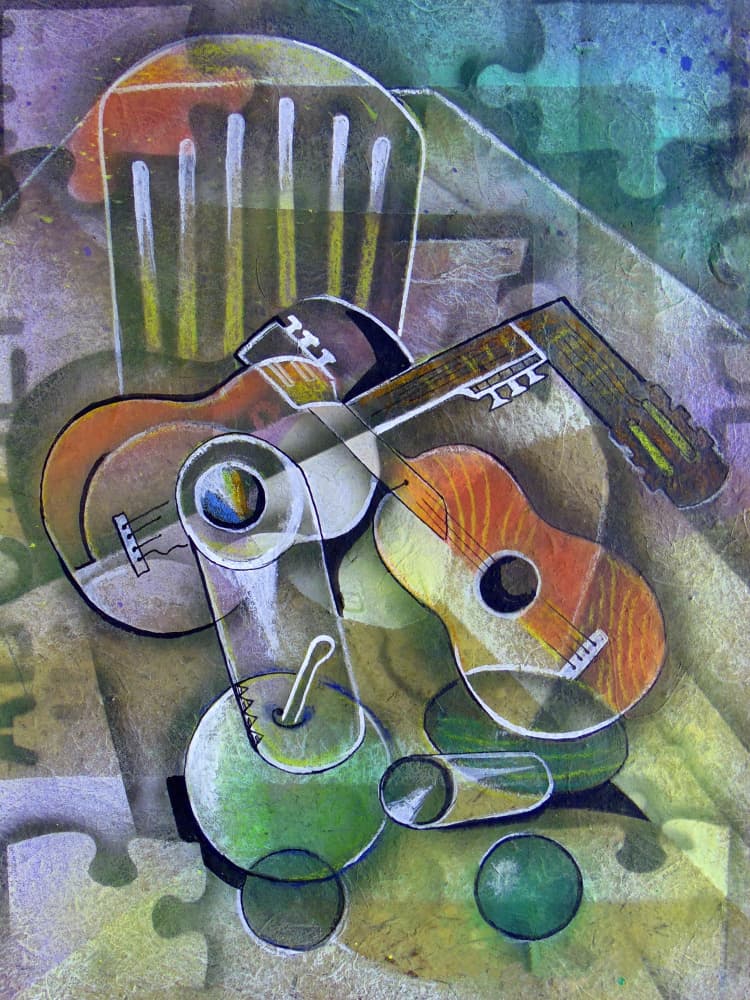 Cubist Guitars Still Life by Ricardo Maya — canvas wall art