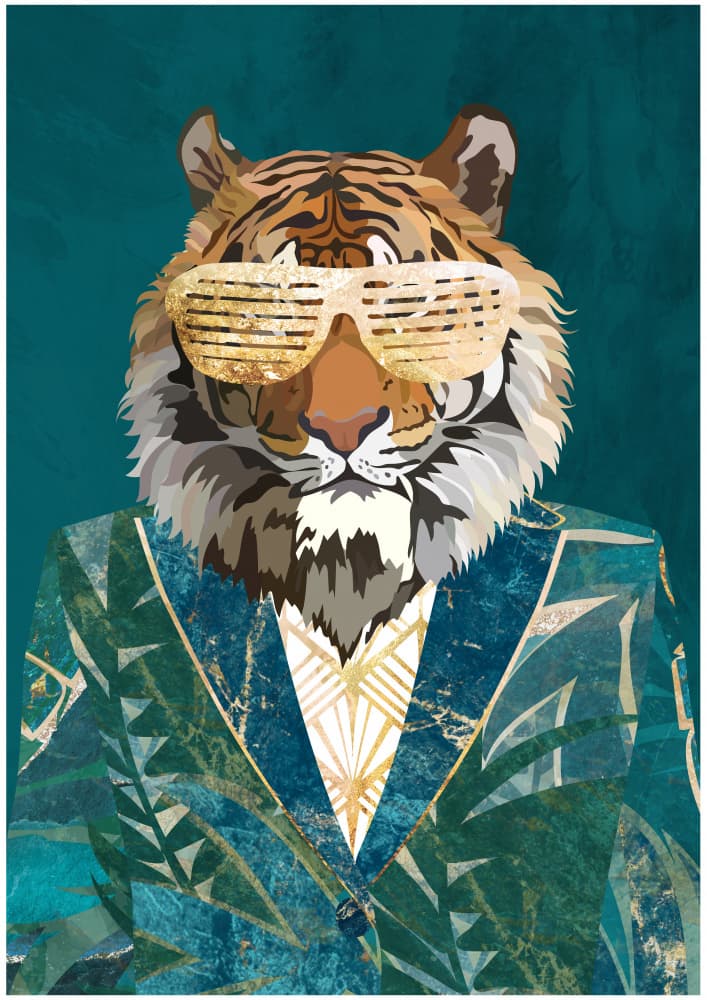 Stylish Tiger Gold Suit by Sarah Manovski — canvas wall art