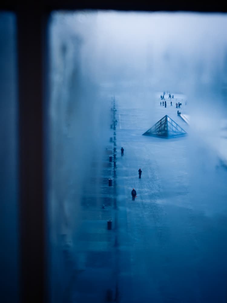 Misty Blue City Walk by woo jung choi — canvas wall art