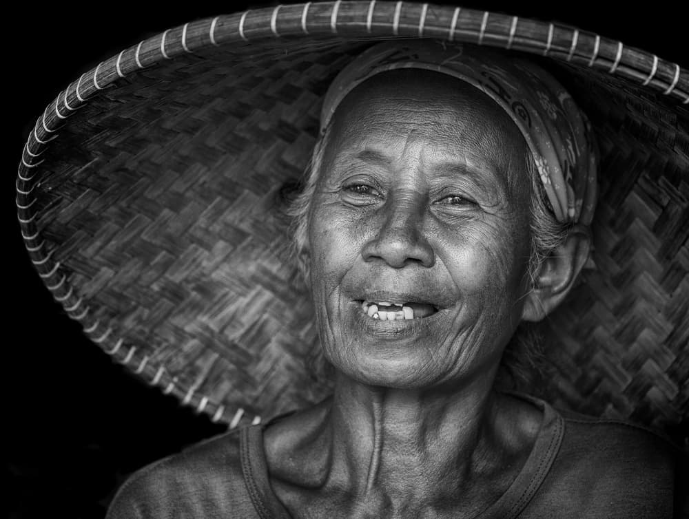 Smiling Elderly Woman by Angela Muliani Hartojo — canvas wall art