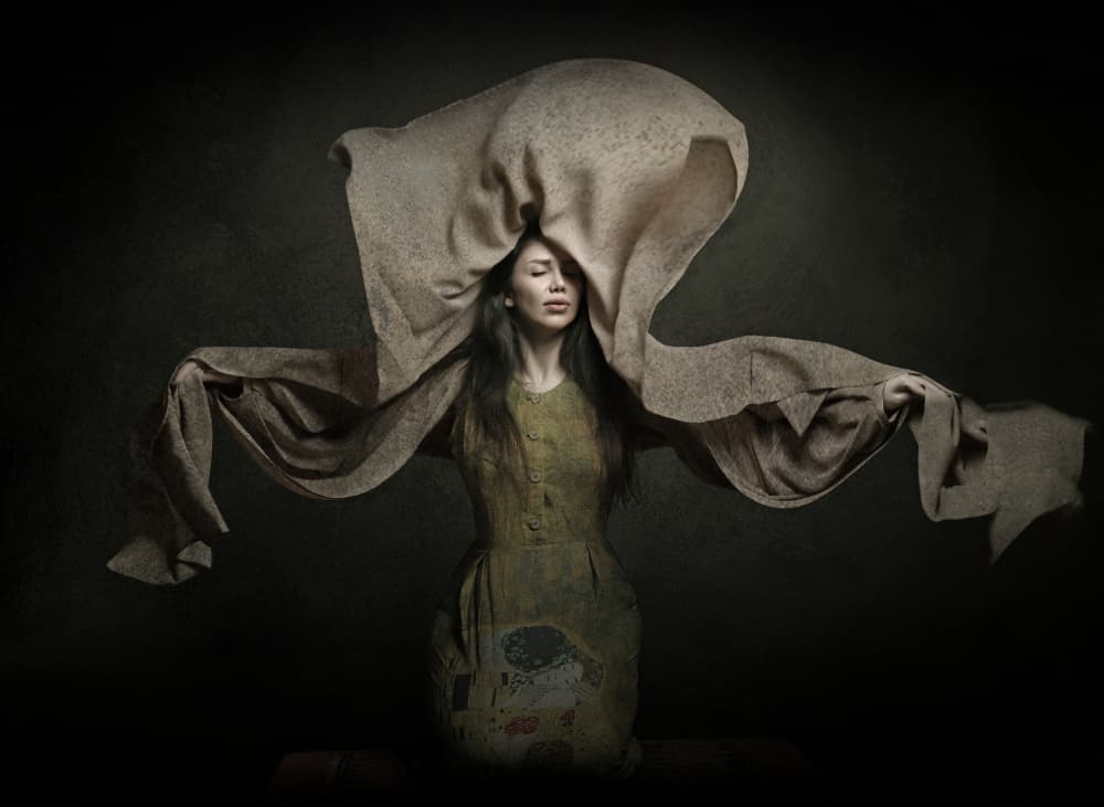 Ethereal Woman Fabric Flow by Moein Hasheminasab — canvas wall art