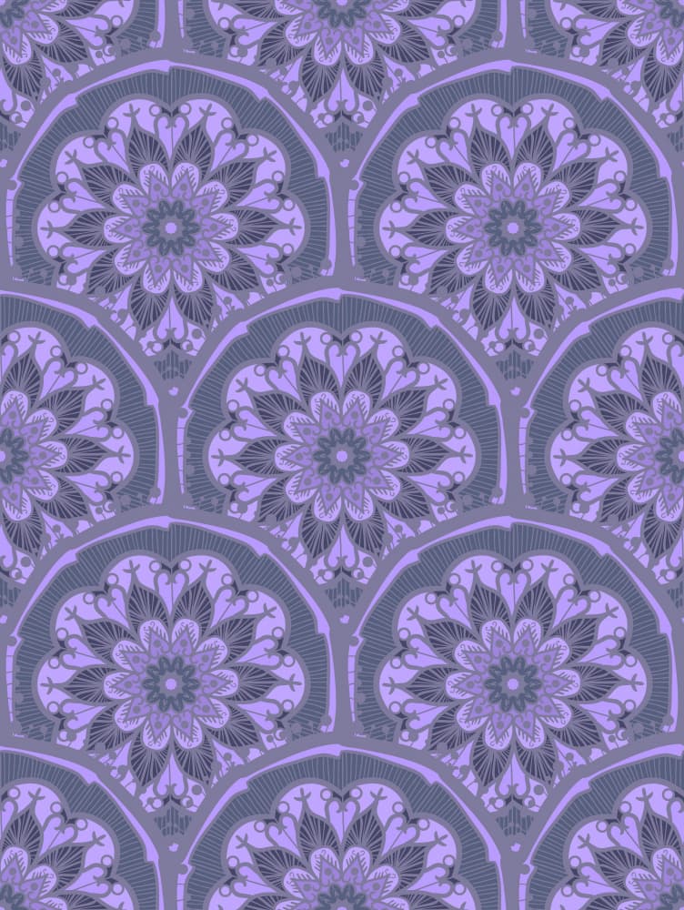 Lavender Floral Mandalas by Marika Barsrsind — canvas wall art