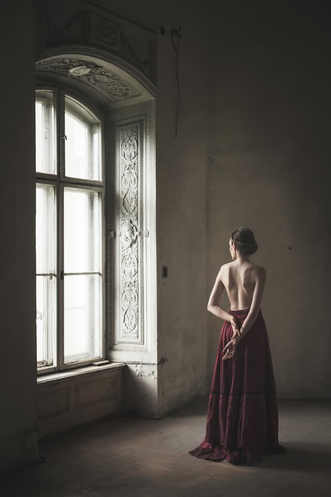 Elegant Woman Old Window by Dorota Gorecka — canvas wall art